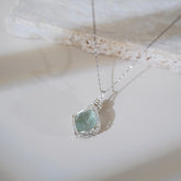 Handmade wire-wrapped green fluorite crystal necklace